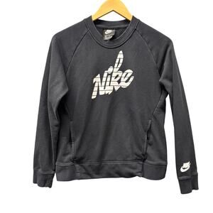 Nike Sweatshirt Girls XL Black Pullover‎ + Pockets Long Sleeve Athleisure